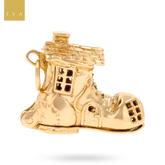 9ct Yellow Gold Old Woman in Shoe With 3 Children Opening Charm