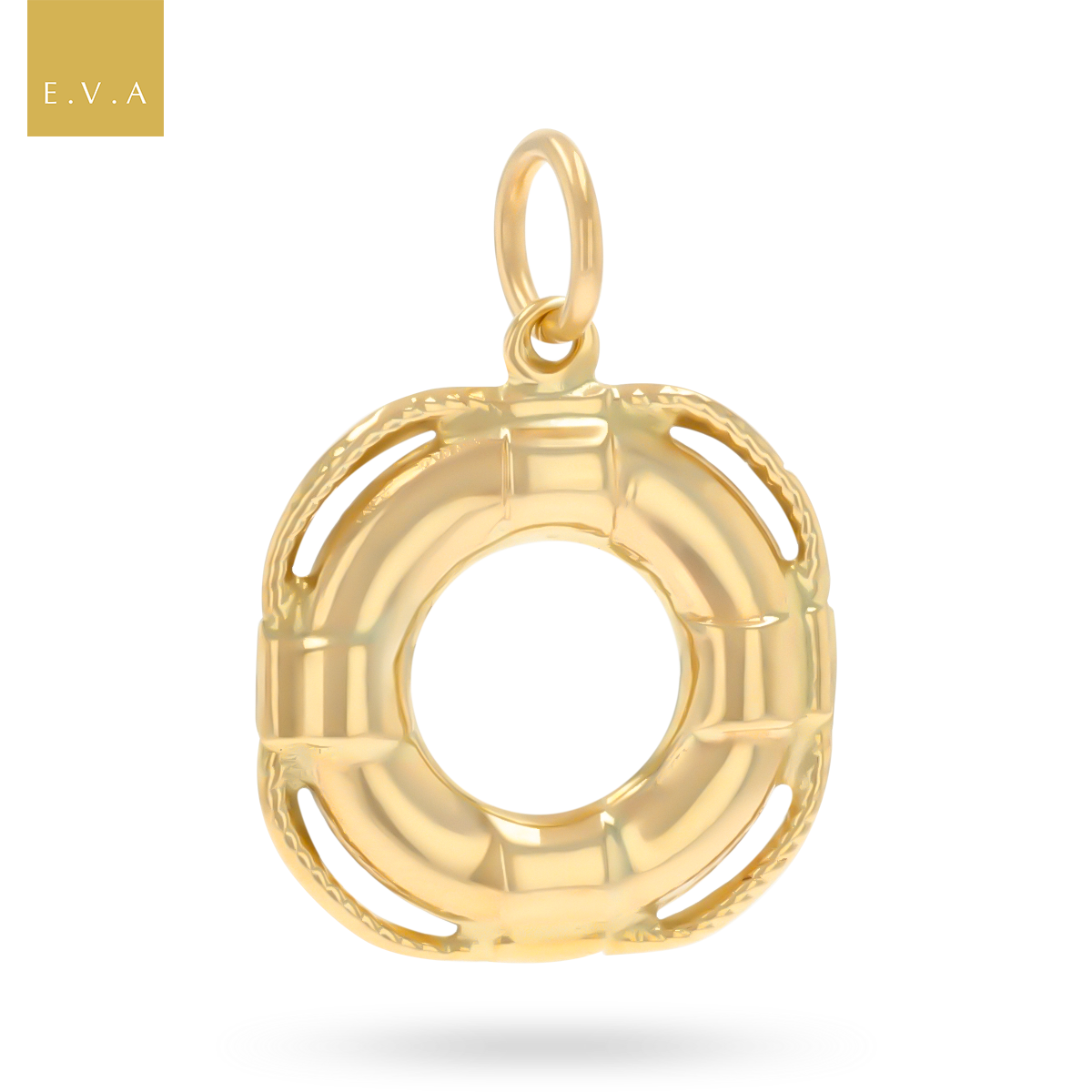 9ct Yellow Gold Hollow Lifebuoy Charm
