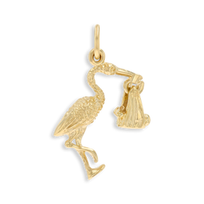 9ct Yellow Gold Stork & Baby Charm