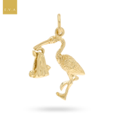9ct Yellow Gold Stork & Baby Charm