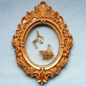 9ct Yellow Gold Stork & Baby Charm & 9ct Yellow Gold Baby In Basket Opening Charm