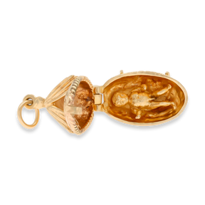 9ct Yellow Gold Baby Boy in Moses Rocking Basket Charm