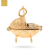 9ct Yellow Gold Baby Boy in Moses Rocking Basket Charm