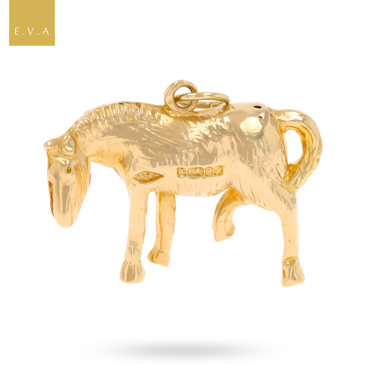 9ct Yellow Gold Solid Horse Charm