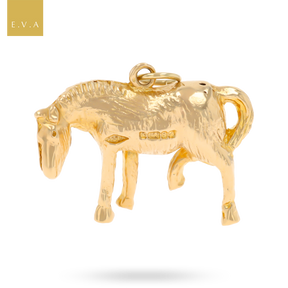 9ct Yellow Gold Solid Horse Charm