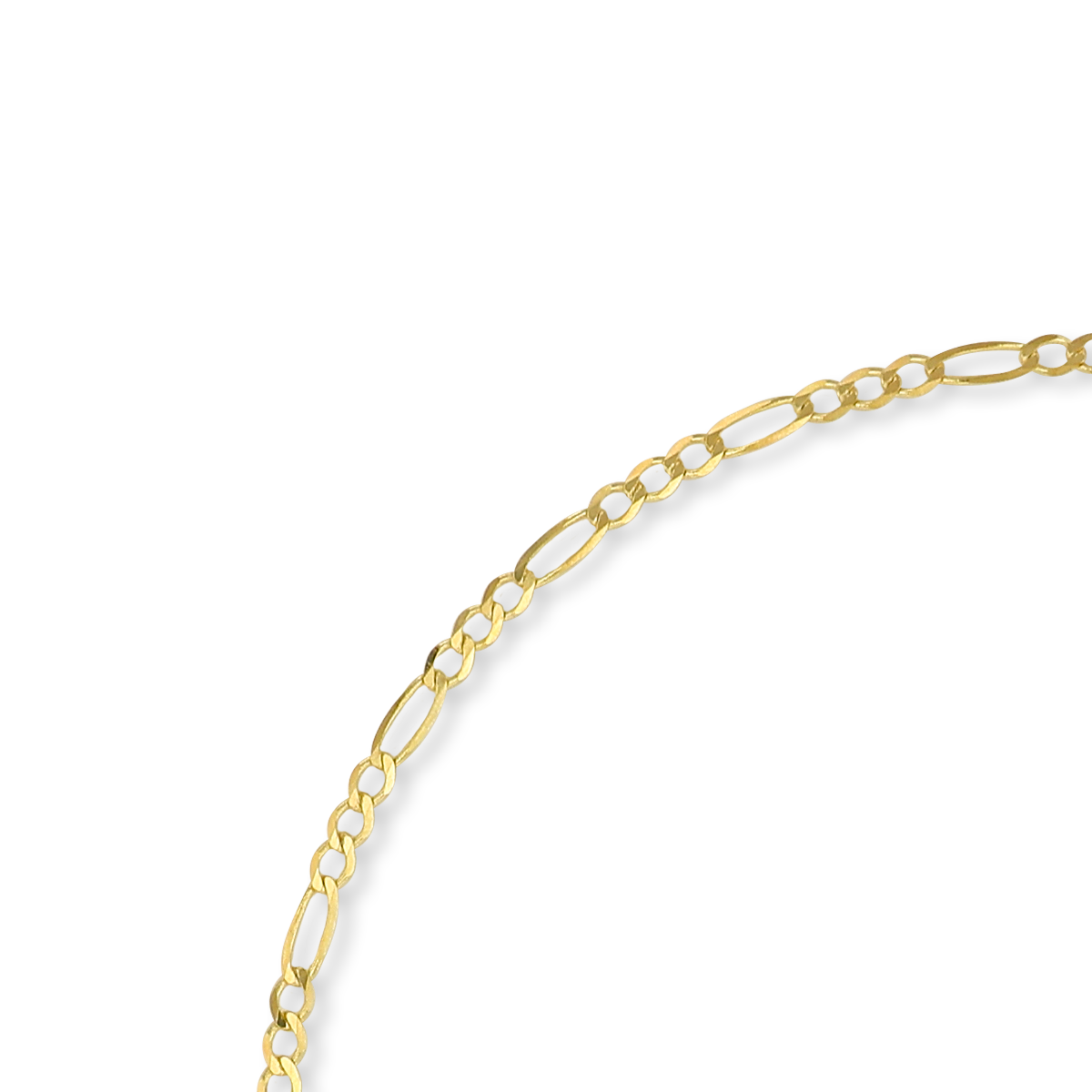 9ct Yellow Gold 2mm Diamond Cut Figaro Anklet