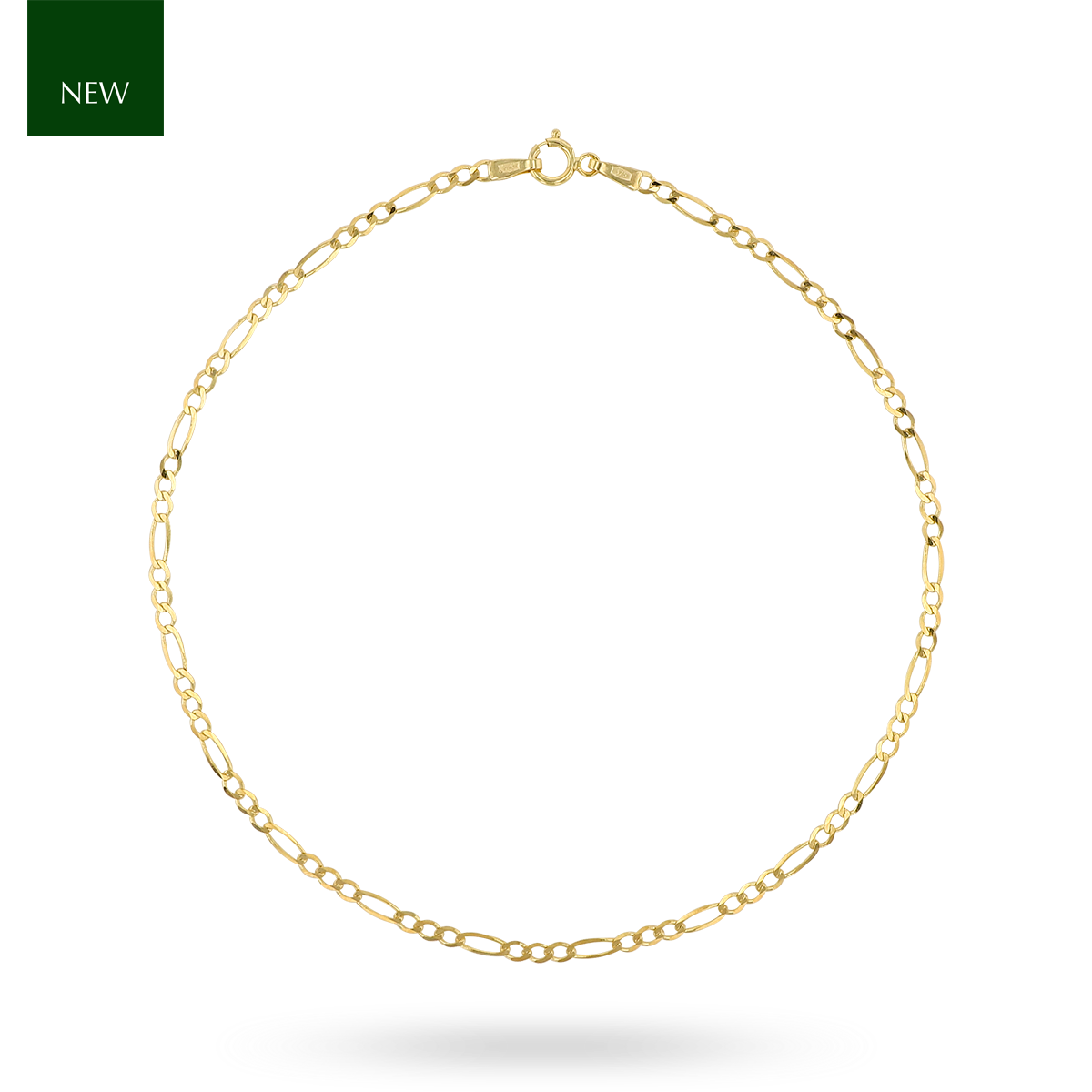 9ct Yellow Gold 2mm Diamond Cut Figaro Anklet