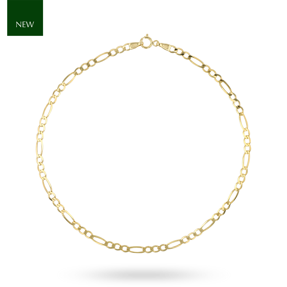 9ct Yellow Gold 3mm Diamond Cut Figaro Anklet