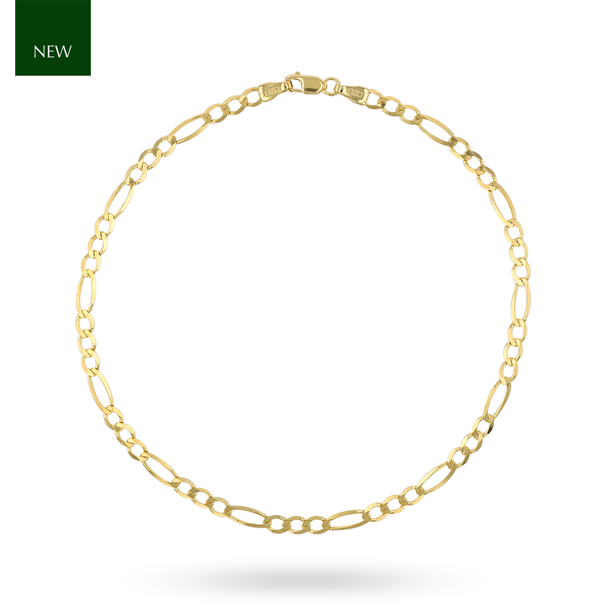 9ct Yellow Gold 3.5mm Diamond Cut Figaro Anklet
