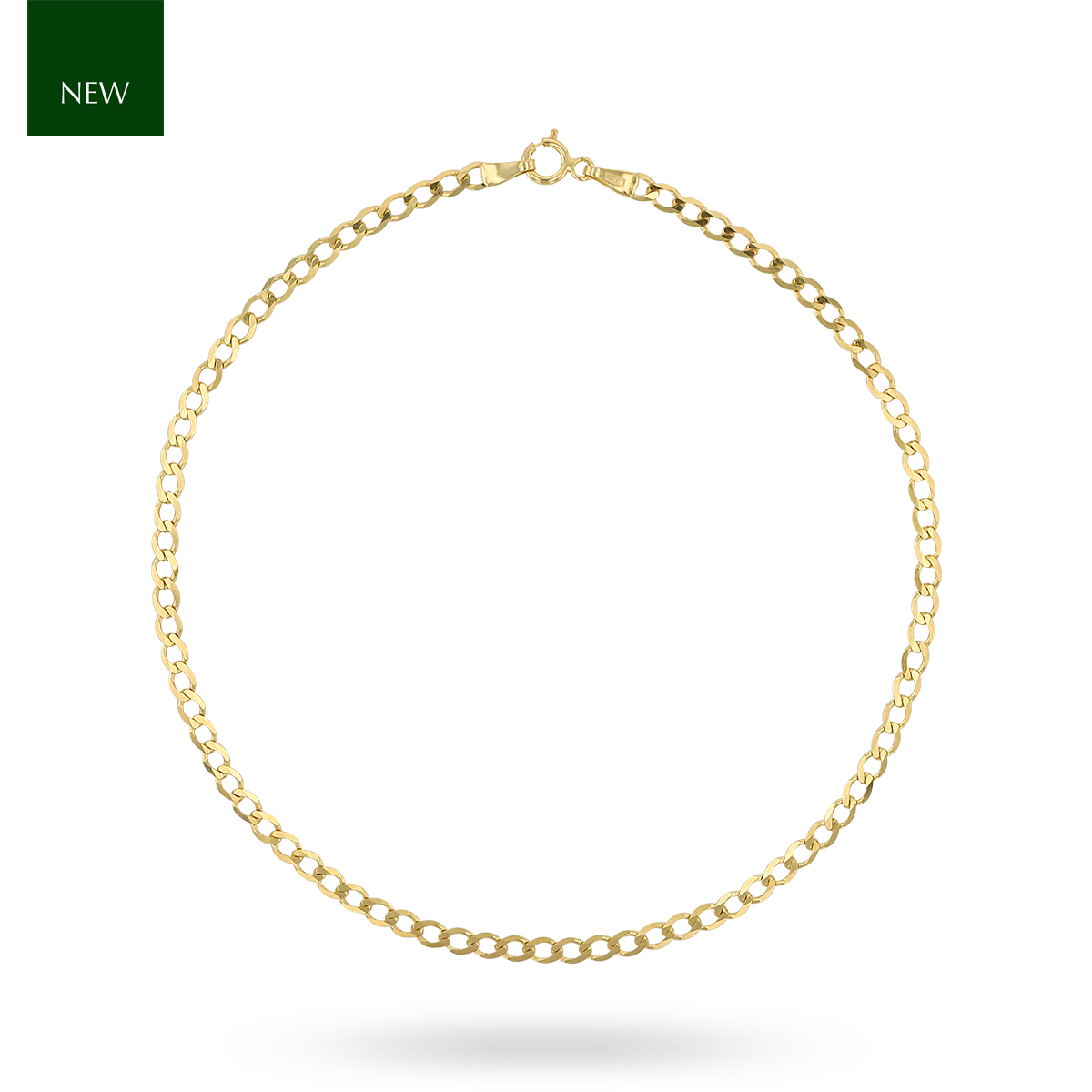 9ct Yellow Gold Diamond Cut Curb Anklet