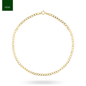 9ct Yellow Gold Diamond Cut Curb Anklet