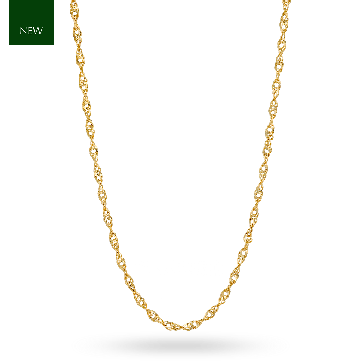 9ct Yellow Gold 1.4mm Diamond Cut Singapore Twist Chain