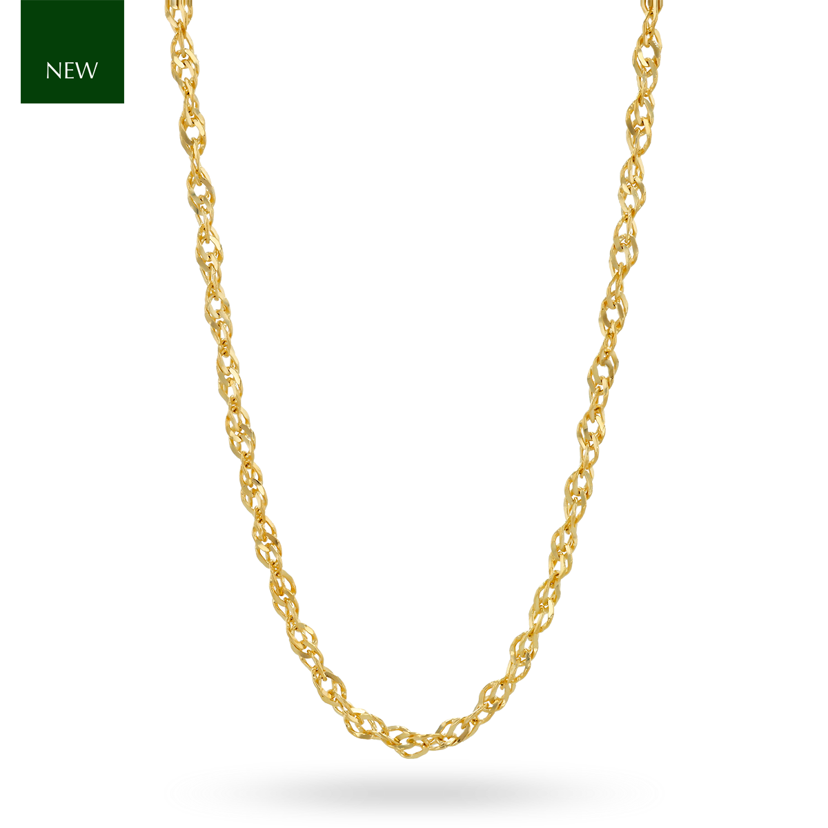9ct Yellow Gold 2mm Diamond Cut Singapore Twist Chain