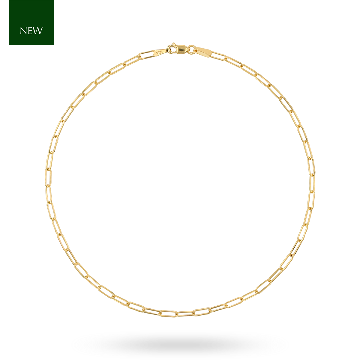 9ct Yellow Gold 2mm Paperclip Anklet