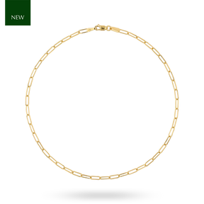 9ct Yellow Gold 2mm Paperclip Anklet