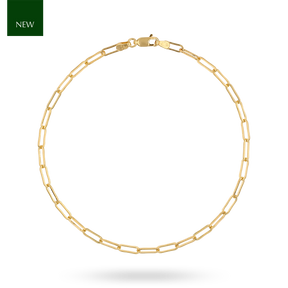 9ct Yellow Gold 3mm Paperclip Anklet