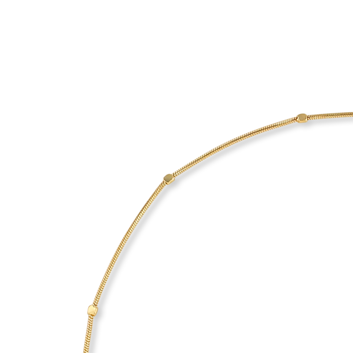 9ct Yellow Gold Square Bead Snake Anklet