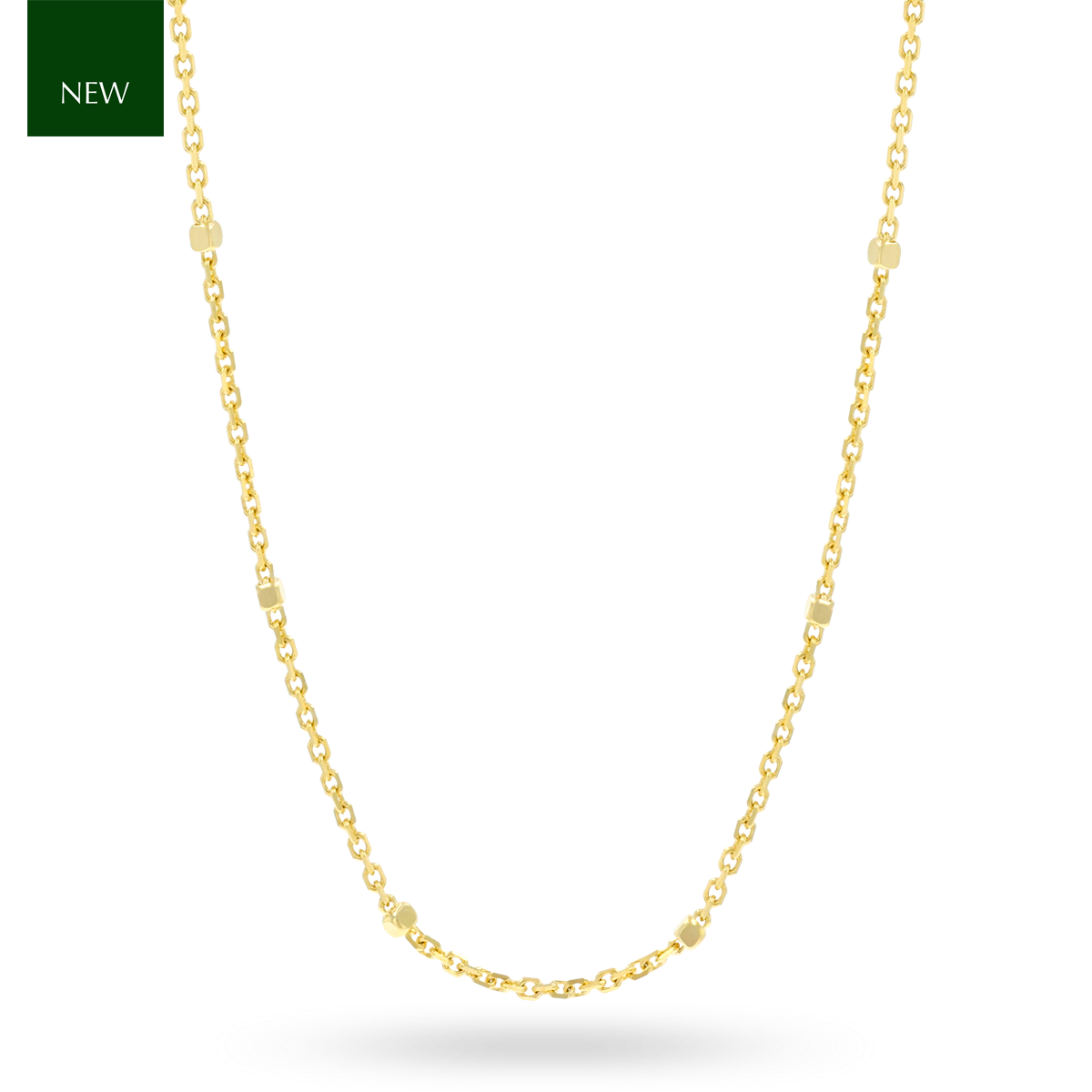 9ct Yellow Gold Diamond Cut Trace & Bead Chain