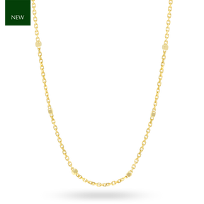 9ct Yellow Gold Diamond Cut Trace & Bead Chain