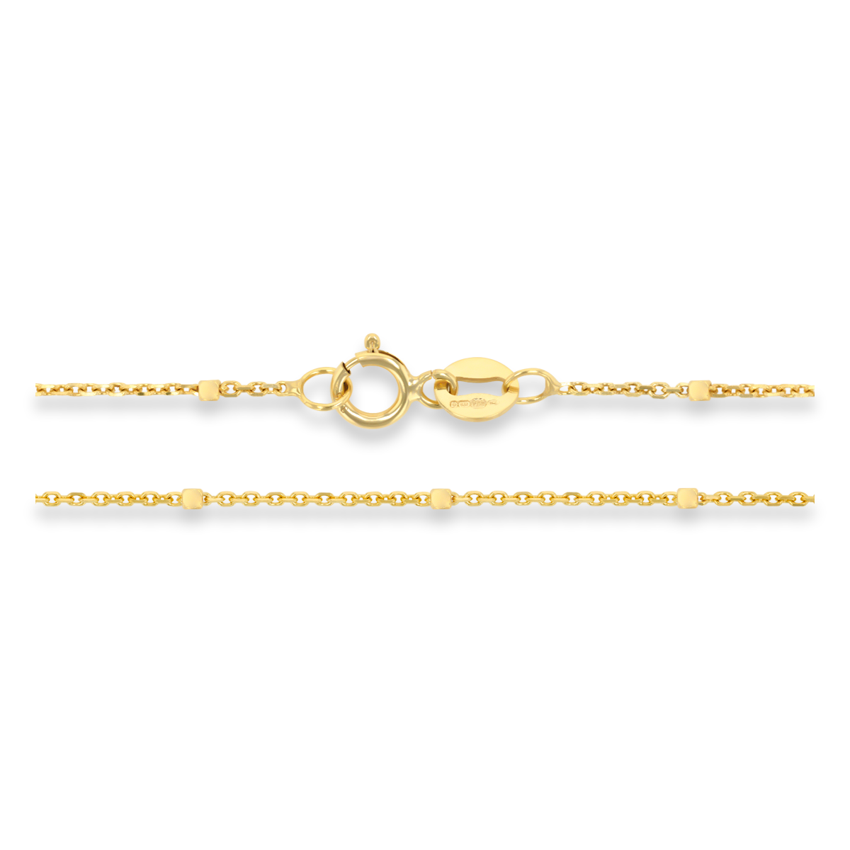 9ct Yellow Gold Diamond Cut Trace & Bead Chain