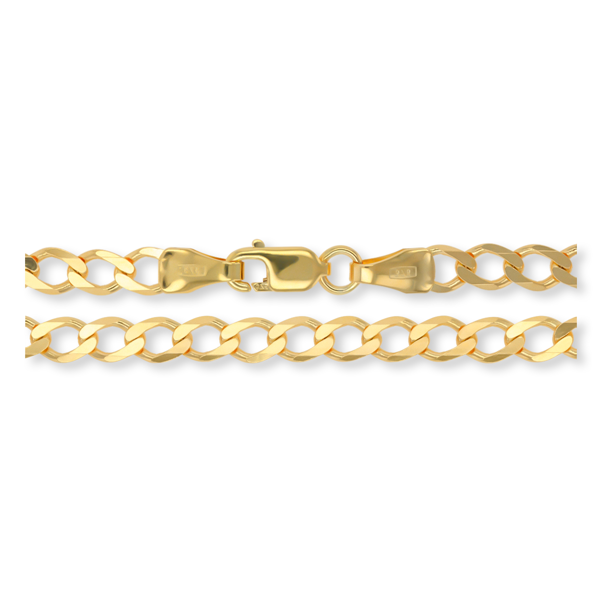 9ct Yellow Gold 3.5mm Open Curb Chain - Clasp