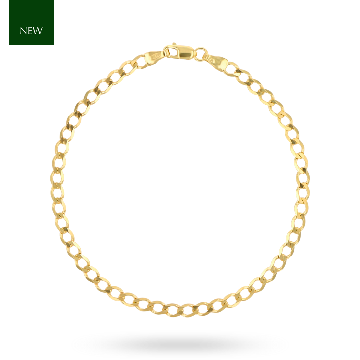 9ct Yellow Gold 3.5mm Open Curb Bracelet
