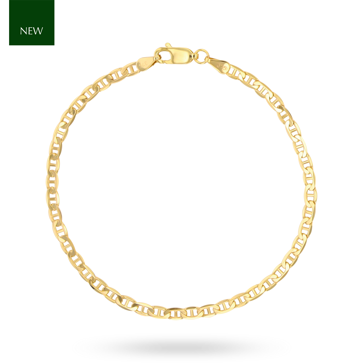 9ct Yellow Gold 3mm Flat Anchor Bracelet