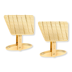 9ct Yellow Gold Diamond Cut Trapezium Cufflinks