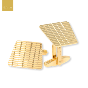 9ct Yellow Gold Diamond Cut Trapezium Cufflinks