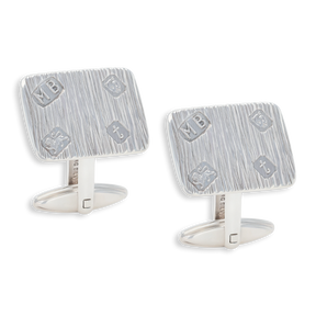 Sterling Silver Barked Feature Hallmark Rectangle Cufflinks