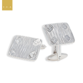Sterling Silver Barked Feature Hallmark Rectangle Cufflinks