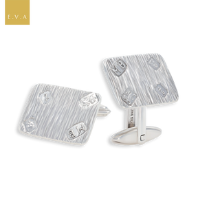 Sterling Silver Barked Feature Hallmark Rectangle Cufflinks