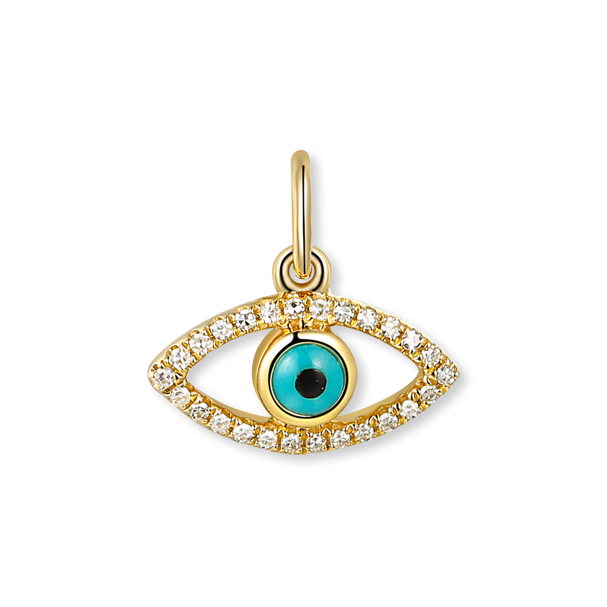 9ct Yellow Gold Diamond Set Evil Eye  Charm