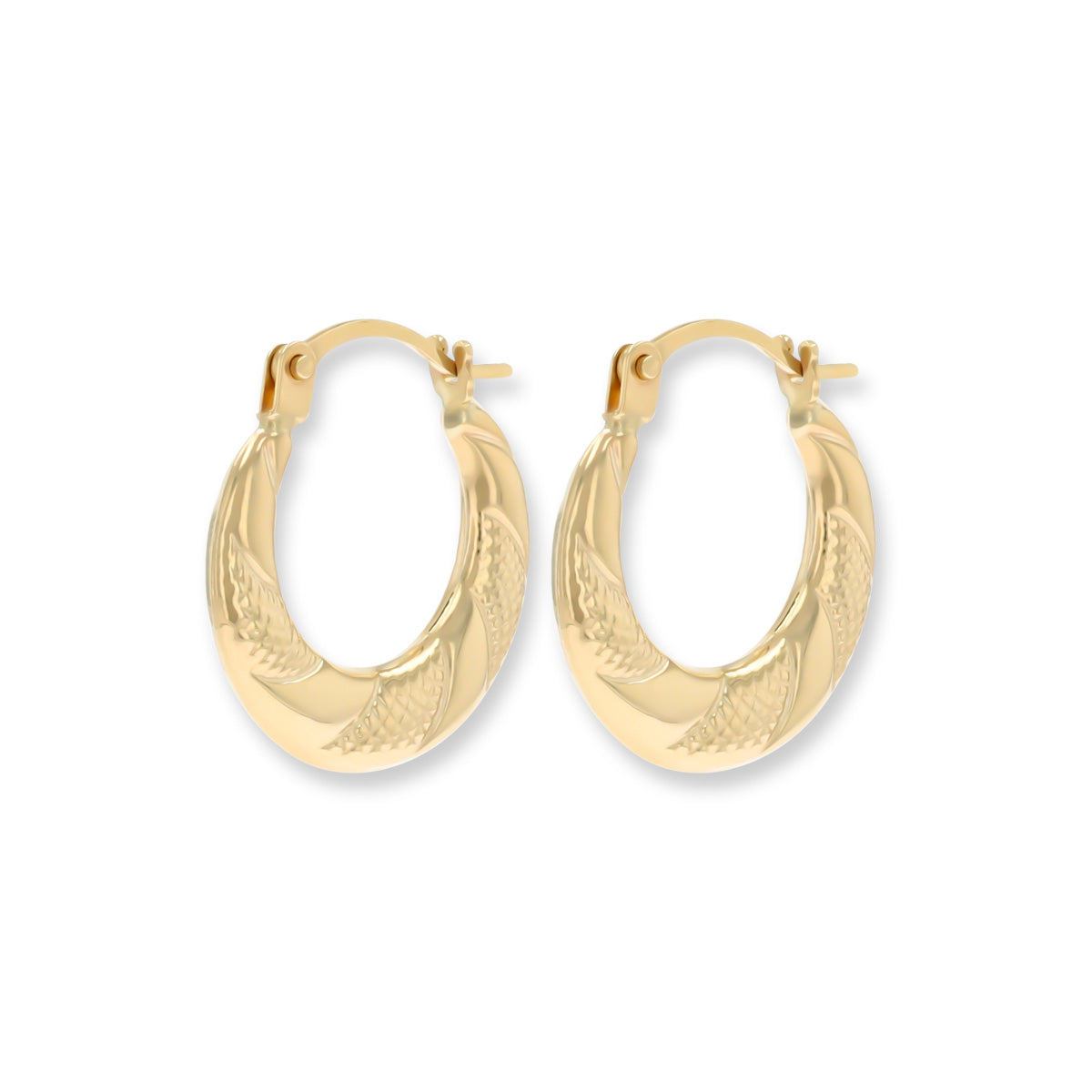 9ct Yellow Gold 8mm Diamond Cut Twisted Creole Earrings