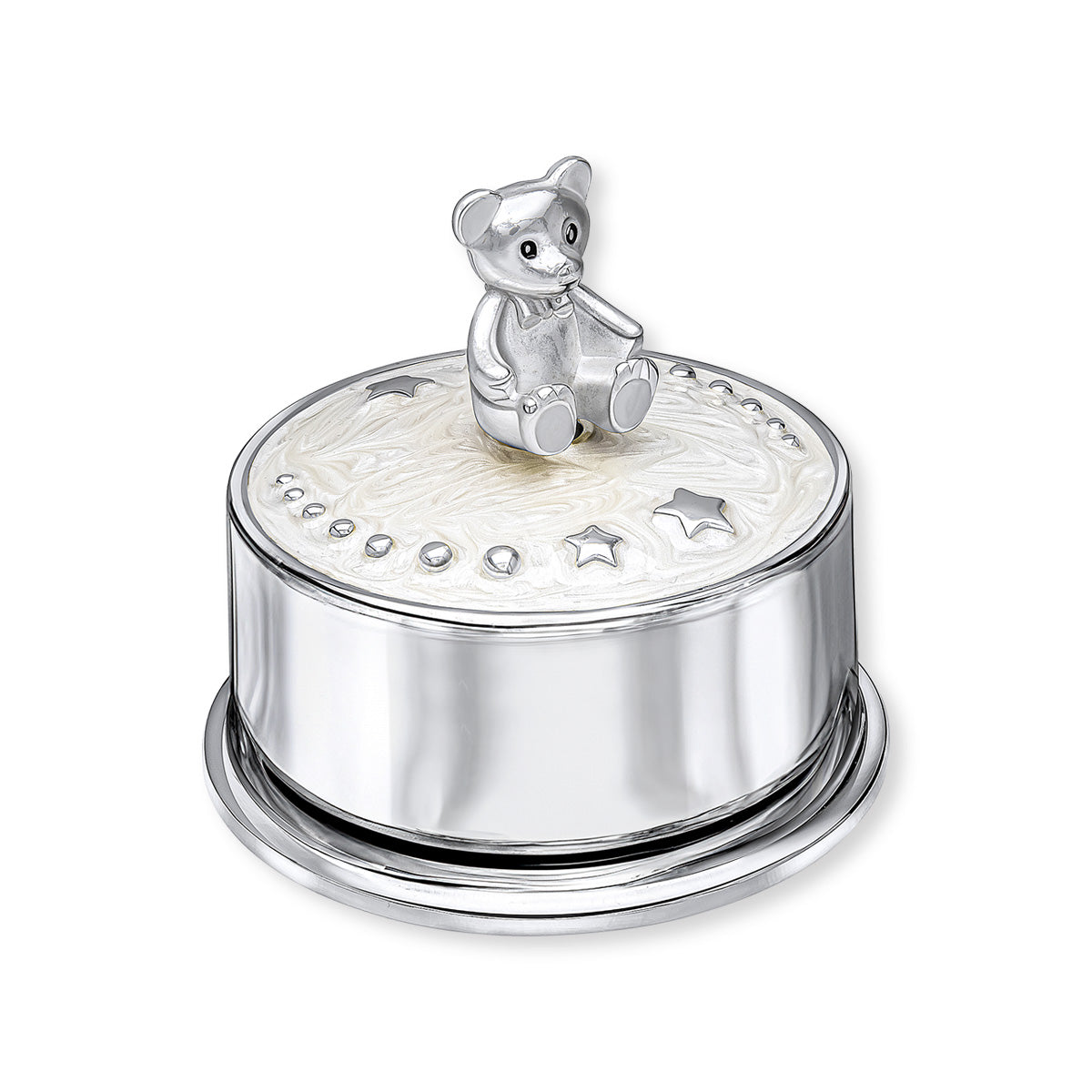 Silver Plated Teddy Bear Music Box