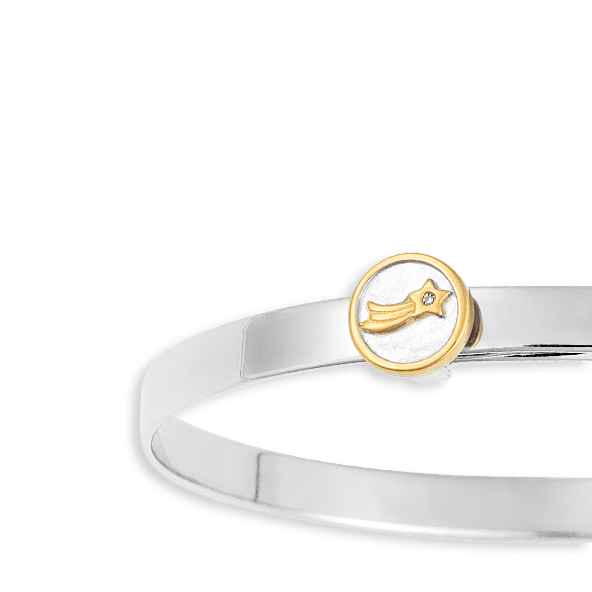 Recycled Sterling Silver Shooting Star Expanding Bangle with Diamond
