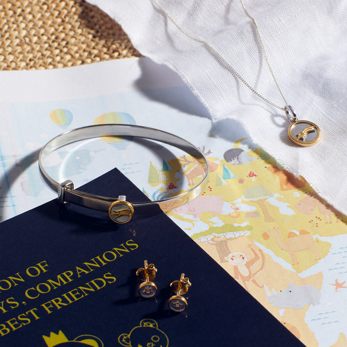 Recycled Sterling Silver Shooting Star Expanding Bangle, Necklace & Earrings with Diamond