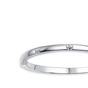 Recycled Sterling Silver Floral Hinged Maiden Bangle with Diamond