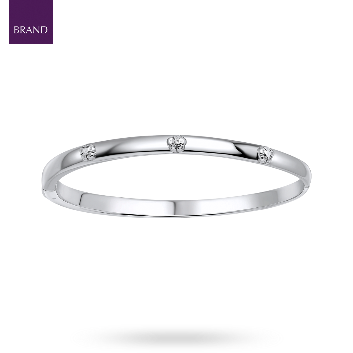 Recycled Sterling Silver Floral Hinged Maiden Bangle with Diamond