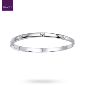 Recycled Sterling Silver Floral Hinged Maiden Bangle with Diamond