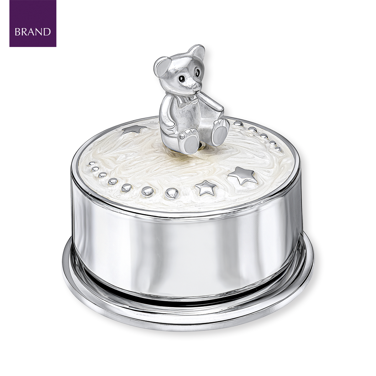 Silver Plated Teddy Bear Music Box