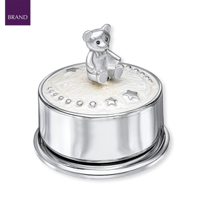 Silver Plated Teddy Bear Music Box