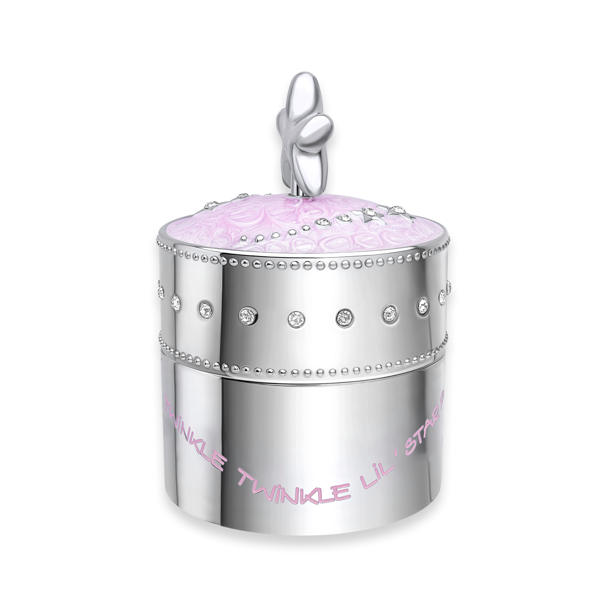 Silver Plated Pink Star Music Trinket Box with Crystal
