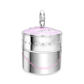 Silver Plated Pink Star Music Trinket Box with Crystal
