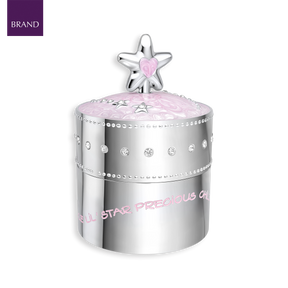 Silver Plated Pink Star Music Trinket Box with Crystal