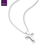 Sterling Silver Diamond Medium Cross Pendant With Chain
