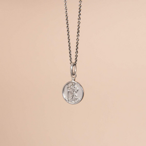 Recycled Sterling Silver Diamond Saint Christopher Pendant with Chain