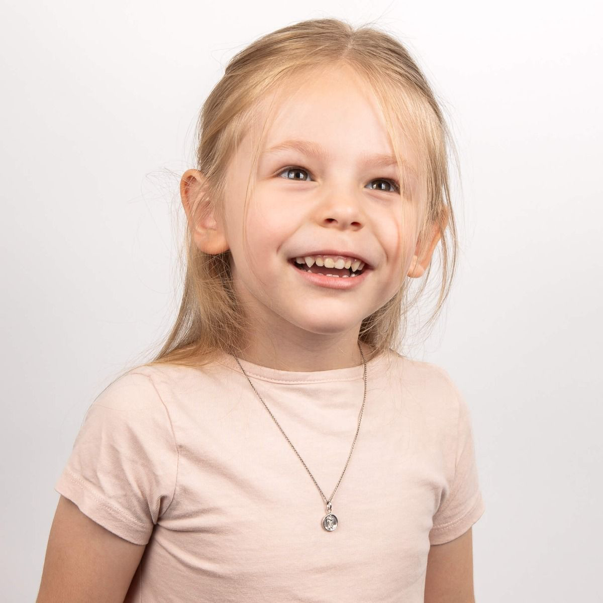 Recycled Sterling Silver Diamond Saint Christopher Pendant with Chain