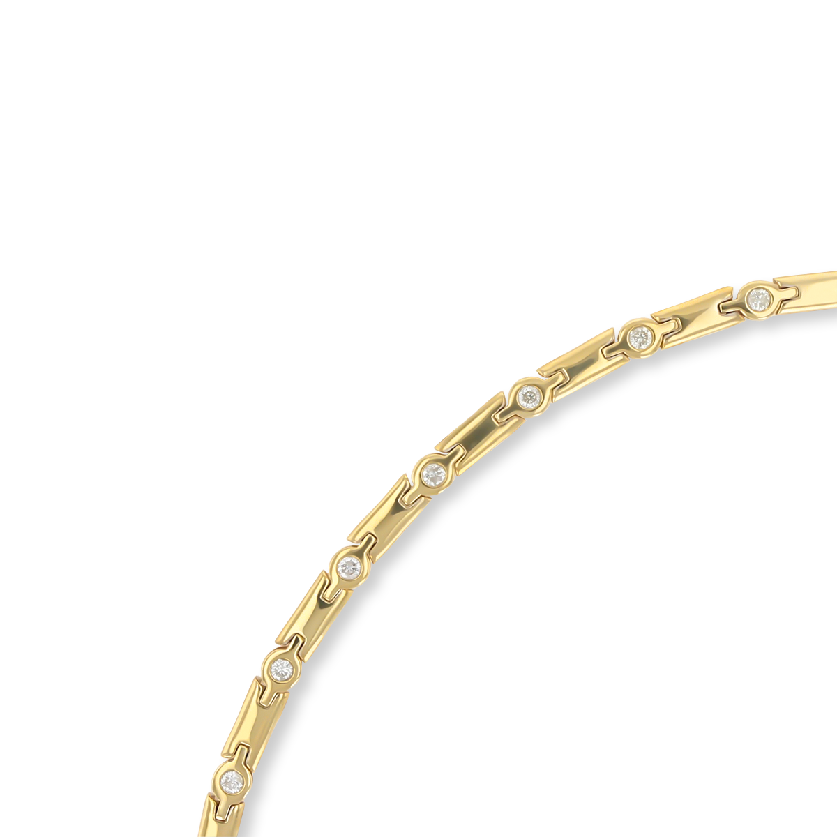 9ct Yellow Gold Diamond Bezel Set Round Link & Bar Bracelet