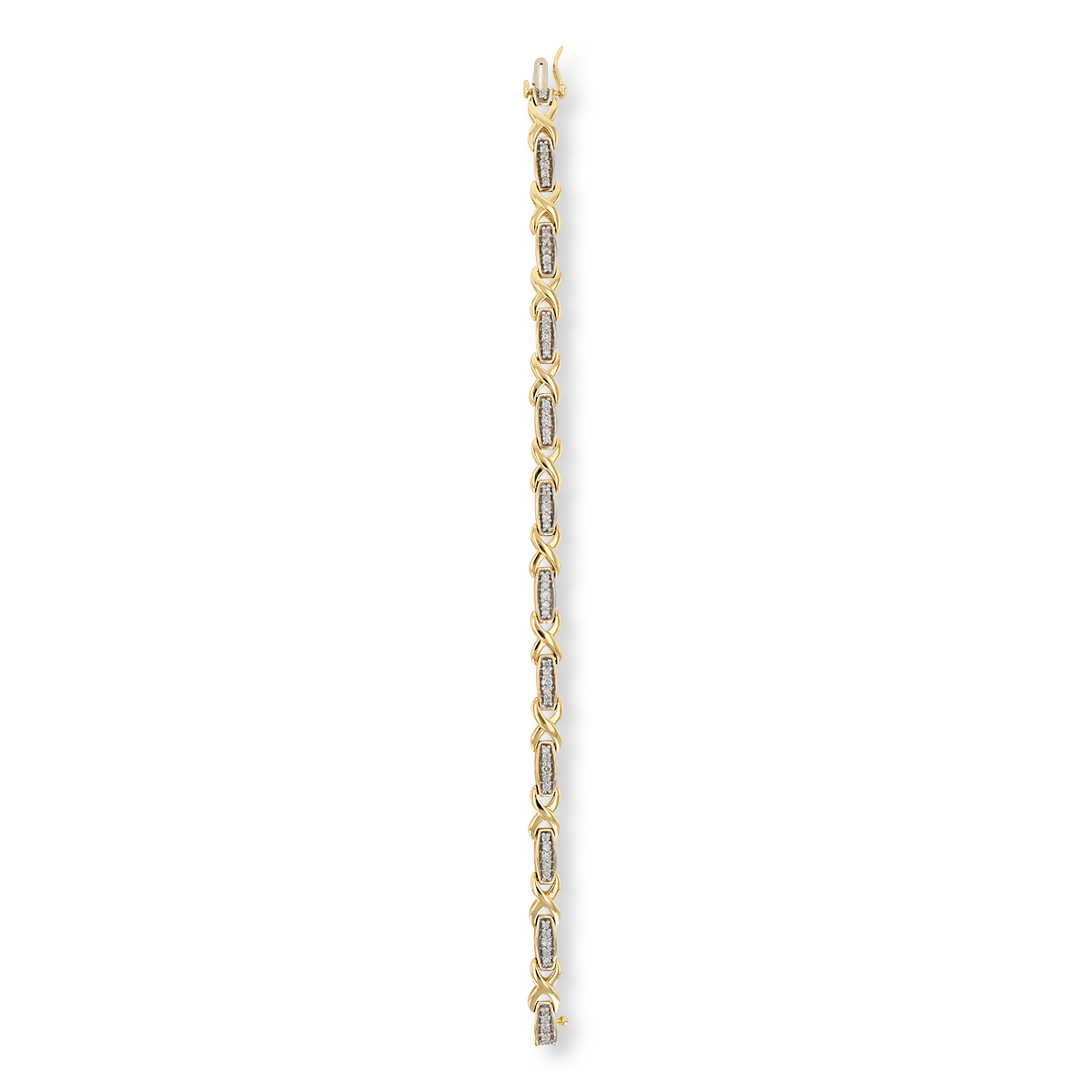 9ct Yellow Gold Diamond Set Log & Kiss Link Bracelet